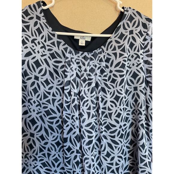 Croft & Barrow Blue Front Pleated Boho/cottage Lined Body Top Sz L - Picture 2 of 6